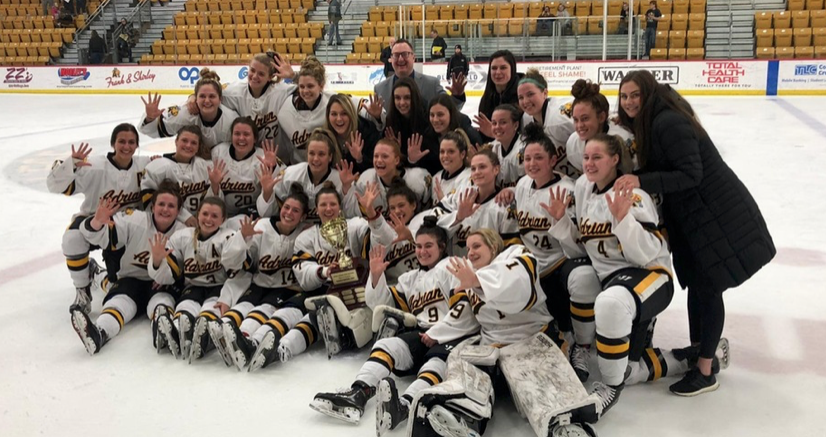 No. 5 Adrian College Women’s Hockey Defeats Marian to Win Kronschnabel Trophy